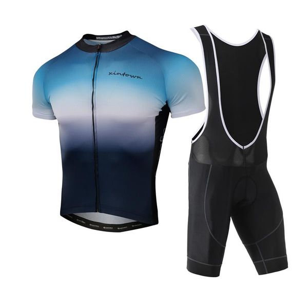 

racing sets yocene polyester bike shorts sleeve wear triathlon jersey custom men bicycle sports clothing, Black;blue