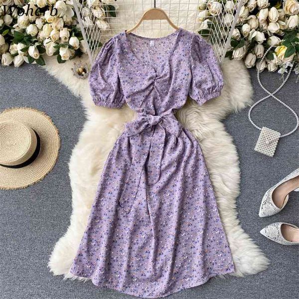 

woman dress print floral v neck a-line vintage chiffon dresses femme robes summer sweet chic style vestidos de mujer 210519, Black;gray