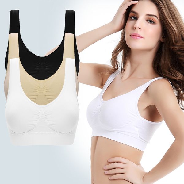 

women's seamless no pad ssiere underwear chest sleep yoga sports vest big size cotton bralette, Black;white