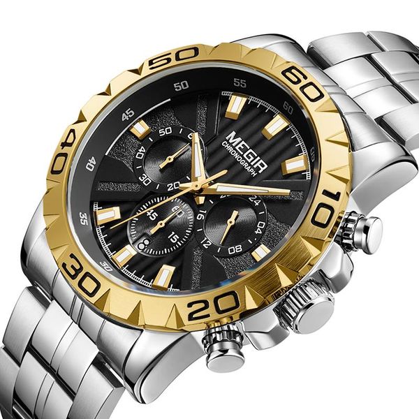 

wristwatches megir mens watches militray sport quartz watch men waterproof male clock relogio masculino, Slivery;brown