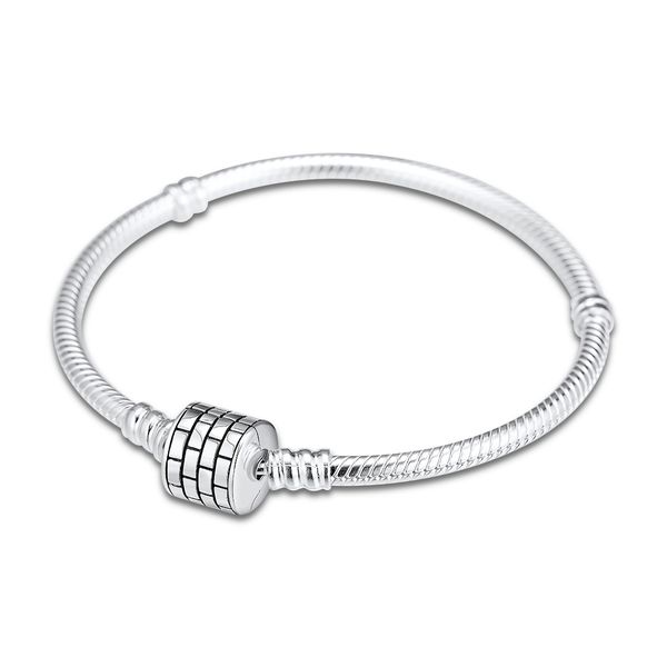 

original barrel shape beads charms bracelets womens 925 sterling silver jewelry european fit diy bead bangle basic bracelet, Black