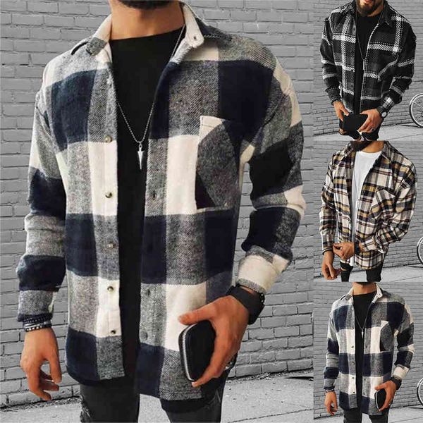 

flannel men's checkered shirt, long sved et, comfortable and soft, slim fit, sweater, spring, 2021, Black;brown