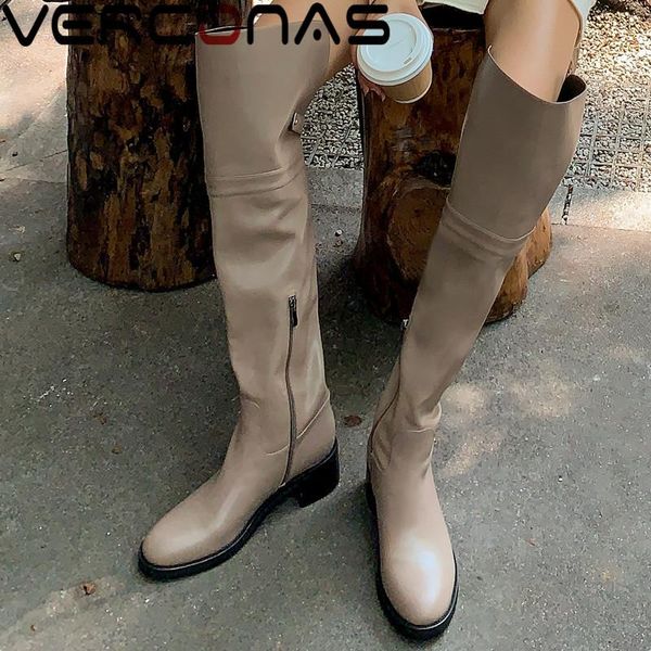 

boots verconas fashion woman over the knee autumn winter warm night club basic party office prom brand shoes, Black