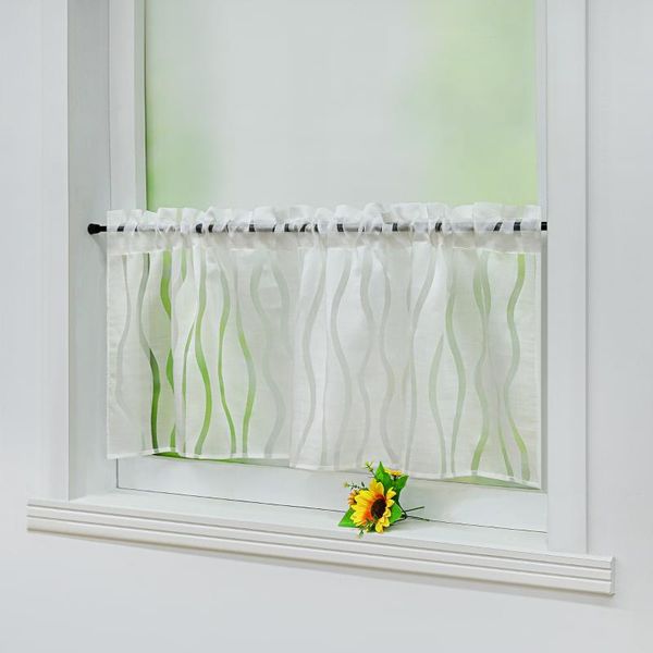 

curtain & drapes 1pcs/ half stripe printed voile window tiers for living room kitchen short tulle modern fashion coffee