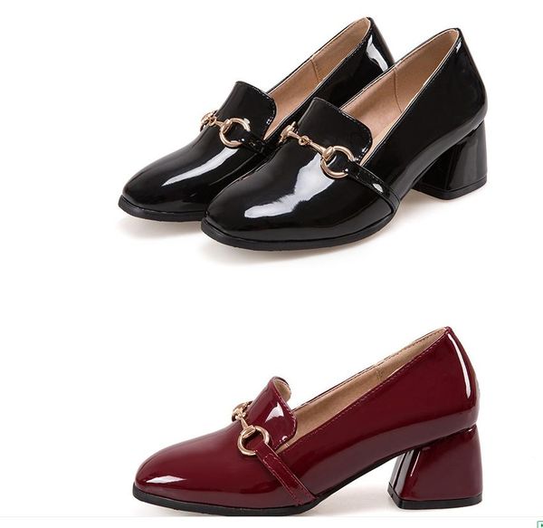 

women's shoes spring and autumn high coarse heel square head @01, Black