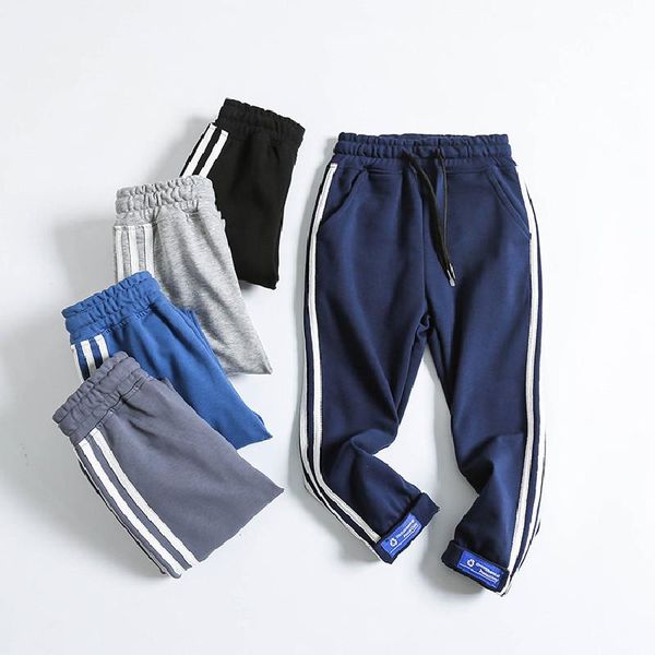 

Kids Cotton Pants Boys Spring Sports Fashion Outdoor Striped Trousers Children 4-5-6-7-8 Years High Quality Clothes, Blue