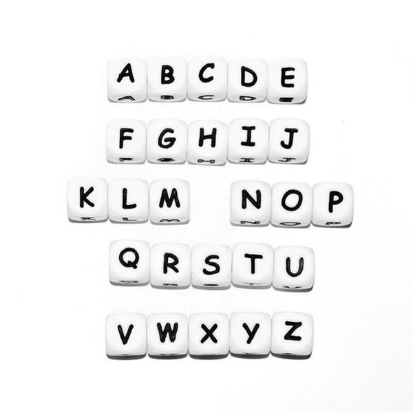 

13pc Letter Silicone Beads Teething for Baby Teether Chewing Alphabet Bead for Personalized Name DIY Teething Necklace 12mm, A-m