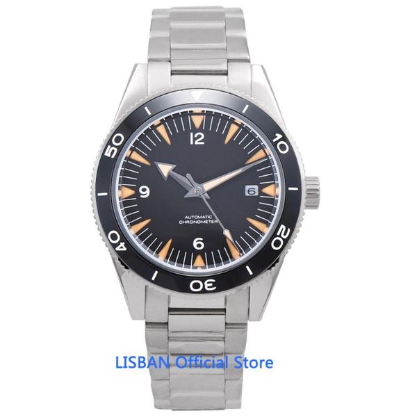 

wristwatches 41mm sterile dial automatic mechanical watch men luxury military 007 clock luminous waterproof diver male wristwatch, Slivery;brown