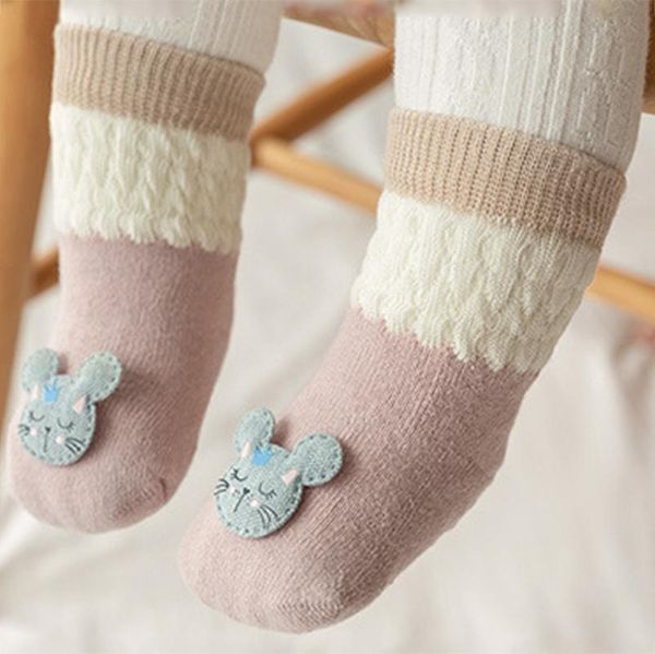 

0-24m soft cotton baby girls socks born cartoon animal infant floor breathable print anti-slip, Pink;yellow