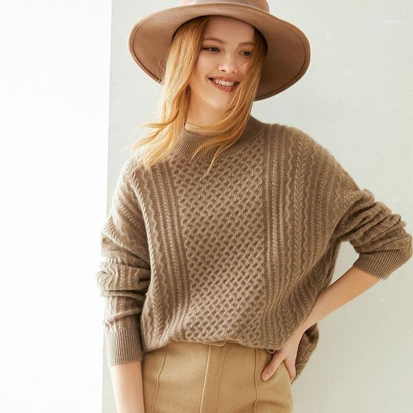 

women's sweaters korean pullover 2021 autumn winter round neck size knitted 100% pure cashmere sweater women1, White;black