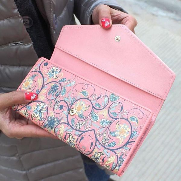 

wallets women lady leather clutch envelope wallet long pu card holder case purse handbag, Red;black