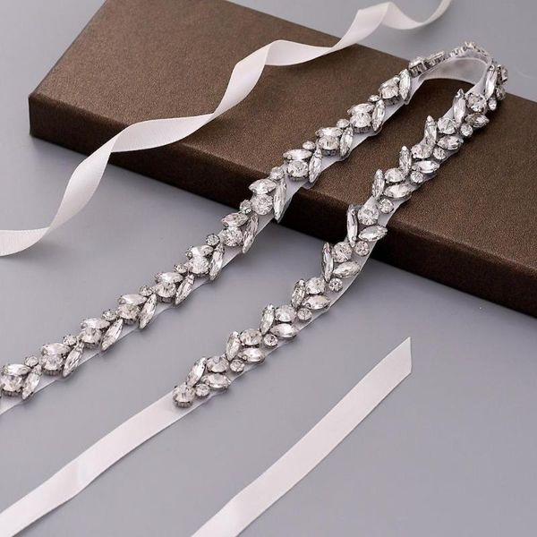 

wedding sashes s468 luxury sash bridal belts shiny belt formal silver accessories women satin alloy leaf evening dresses, White