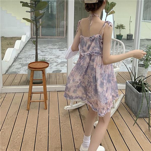 

casual dresses 2021 arrivals women summer dress korean chic stringy selvedge dye spaghetti strap a-line mini vestidos verano sweet gril, Black;gray