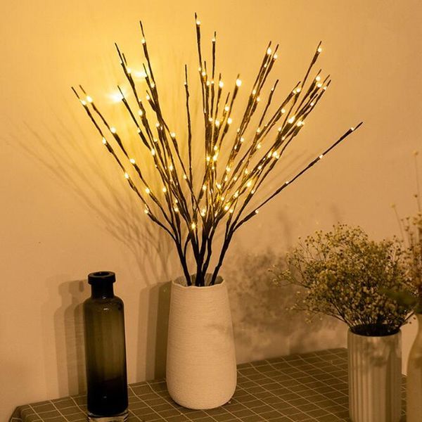 Lampada da giardino floreale con rami di salice a LED, a batteria, 20 lampadine per la decorazione domestica della festa di Natale