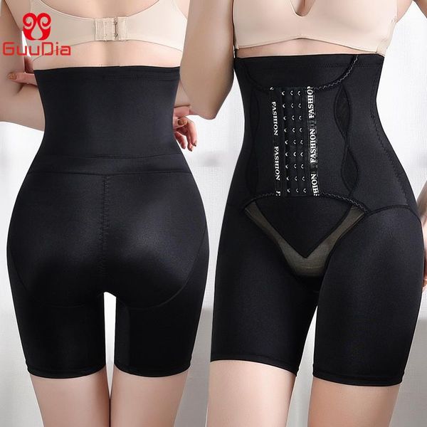 

women's shapers guudia women high-waisted tummy control shapewear bulifter panties waist trainer body shaper thigh slimmer boyshort, Black;white