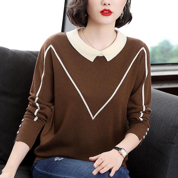 

women's sweaters ropa mujer invierno 2021 striped knit sweater and jumpers white sleeve casual office thick warm winter knitwear top, White;black
