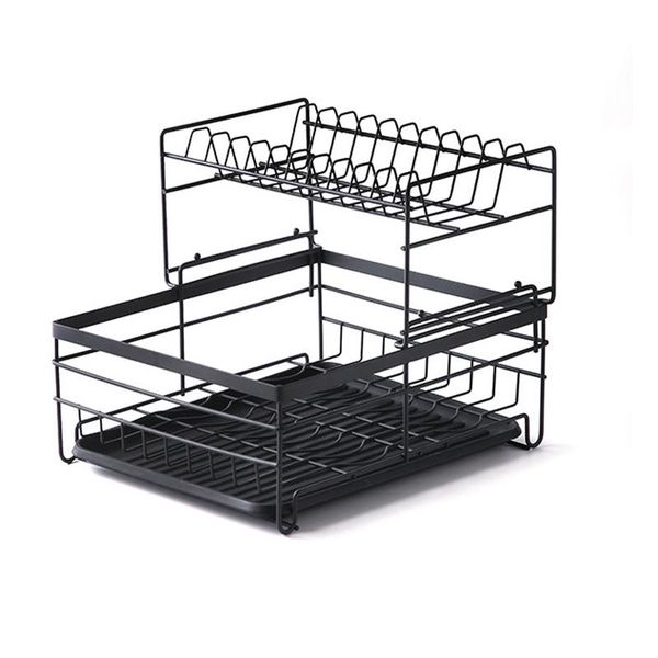 

kitchen storage & organization dish drying rack carbon steel with removable drain board drainer utensil holder counterorganizer