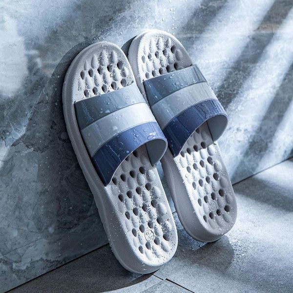 

couple's slippers summer massage household odor proof indoor bathroom water leakage bath antiskid thick sole, Black