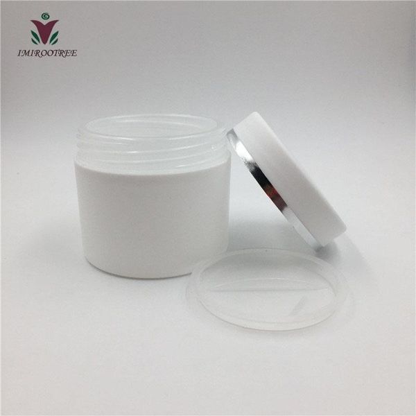 

sets/ lot 100g 100ml empty white round double wall cream jar, cosmetic container with smooth cap storage bottles & jars