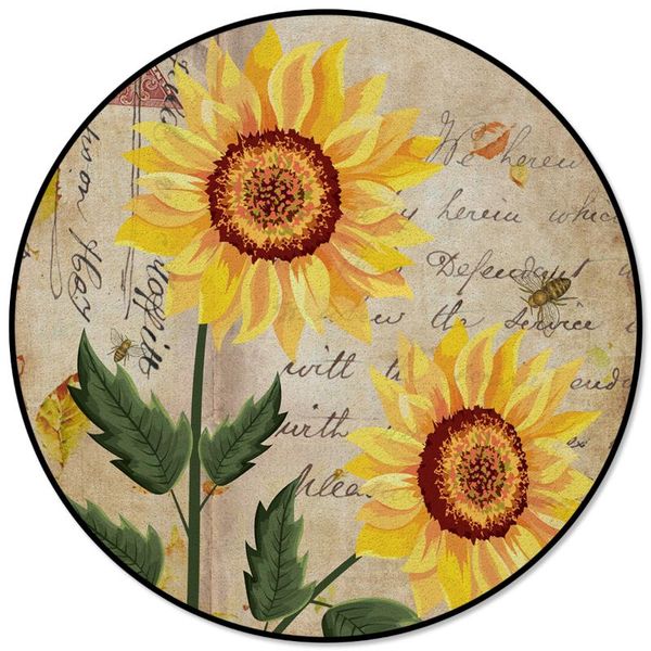 

carpets retro shabby sunflower round rug for living room home decor kids children's bedroom area rugs mats