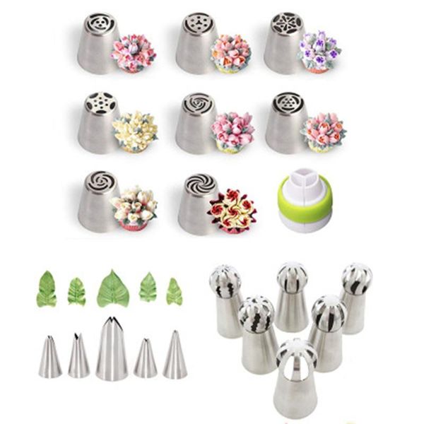 

6/9pcs flower cream pastry tips nozzles stainless steel icing piping for fondant cake baking decorating & tools