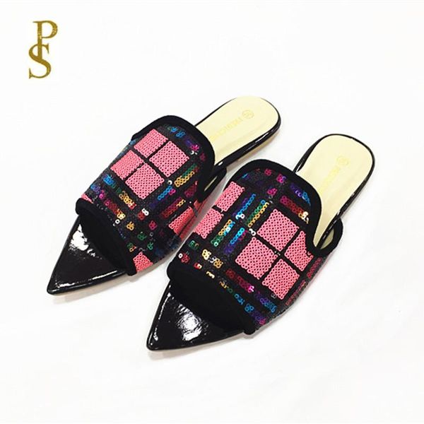 

slippers pointy shoes and women's summer flats, Black