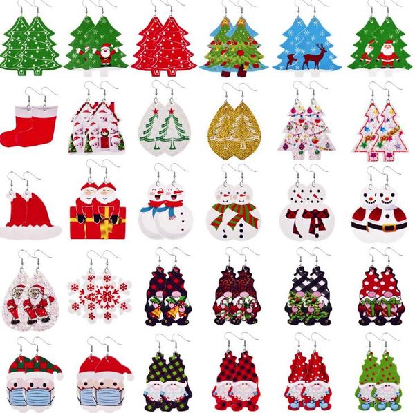 

christmas stocking snowflakes pu faux leather teardrop drop dangle earrings for women fashion jewelry gifts gc530, Silver