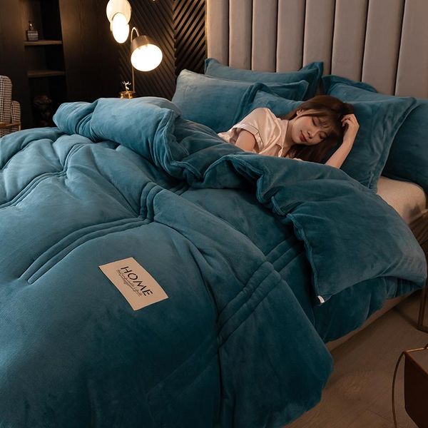 

comforters & sets winter quilt thickened double-sided milk velvet warm 5kg autumn and student dormitory cotton feather