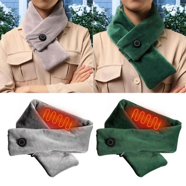 

winter scarf heated usb men women heating couple neckerchief plush collar scarves gift cycling caps & masks, Black