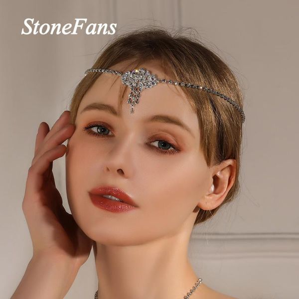 

hair clips & barrettes stonefans bohemian vintage zircon crystal forehead chain jewelry headband luxury wedding rhinestone bridal headpiece, Golden;silver