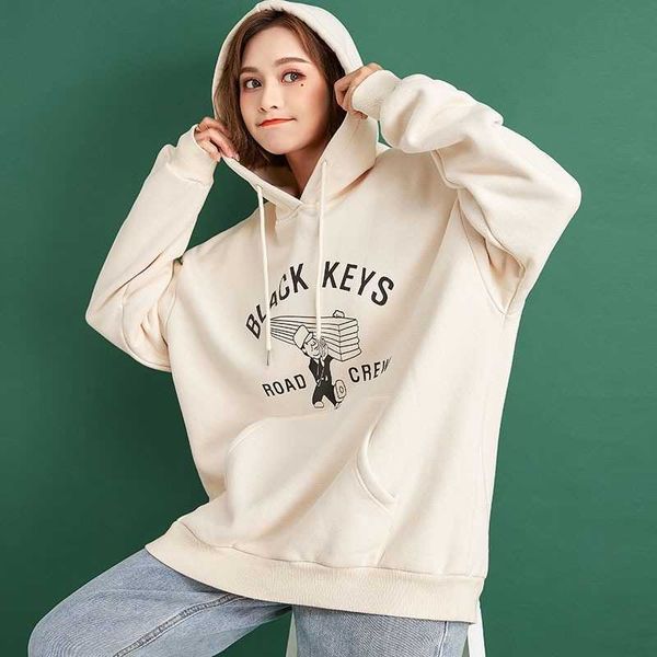 

[fengmi] autumn and winter 2020 type of women's korean fashion hooded bf plush jacket, Black