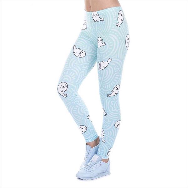 

pants 100% brand white womens legging seal lovely print high elasticity trousers legins, Black