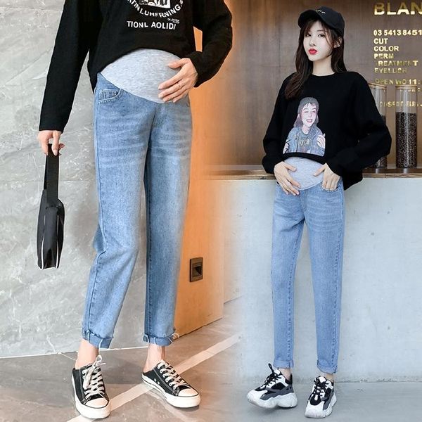 

maternity bottoms 810# pants spring autumn jeans belly support wide leg shorts trousers, White