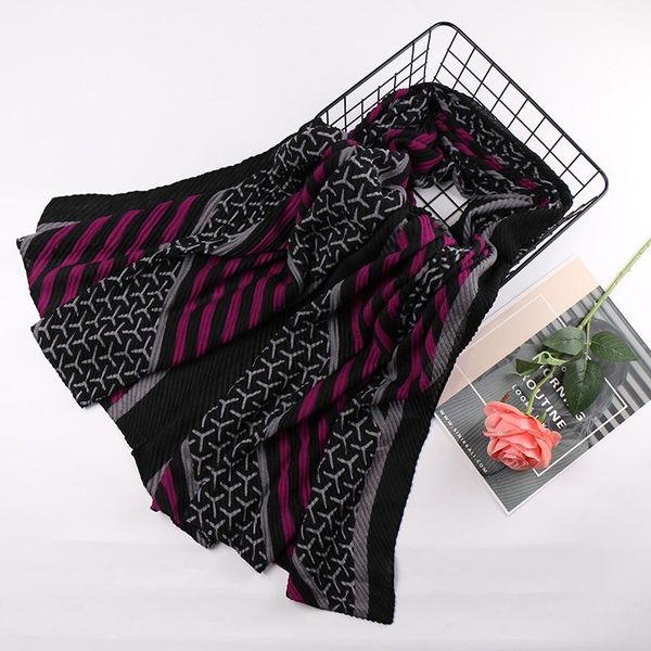 

scarves cotton geometric hijab scarf printe shawls muslim wrinkle ripples wraps stretchy headband 180*85cm, Blue;gray