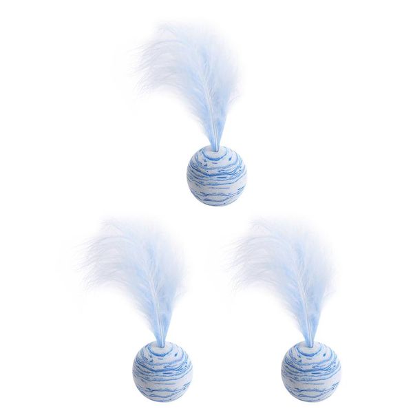 

cat toys 3pcs lightweight eva portable multi color pet supplies interactive planetary texture dog toy star ball feather training gift