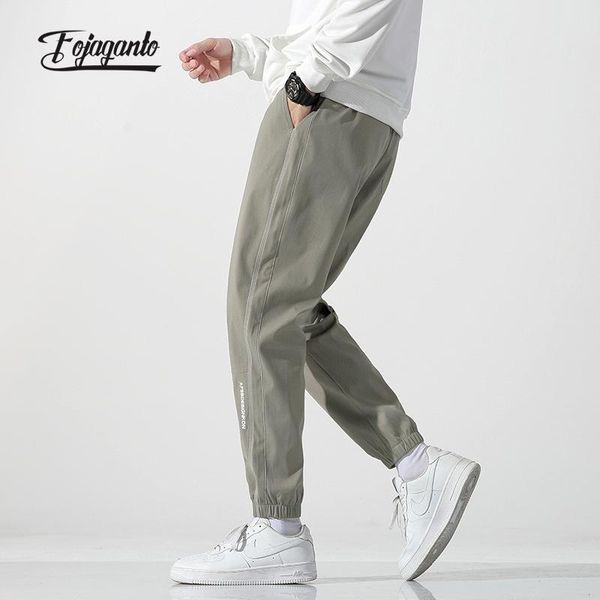 

men's pants fojaganto autumn youth cropped trend thin slim-fit trousers solid color straight basic sports male, Black