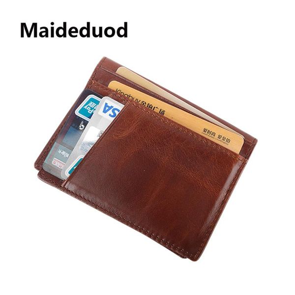 

card holders maideduod men's real pickup baotou cowhide folding type multi driving bag vintage leather holder, Brown;gray