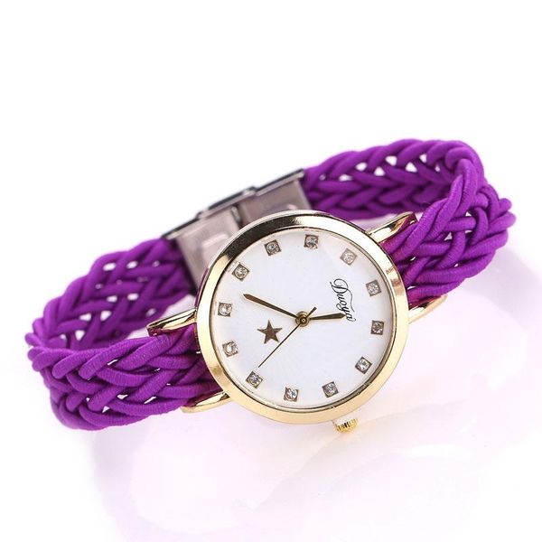 

womens casual rhinestone crystal braided bracelet quartz analog wrap wrist watch 19qc wristwatches, Slivery;brown