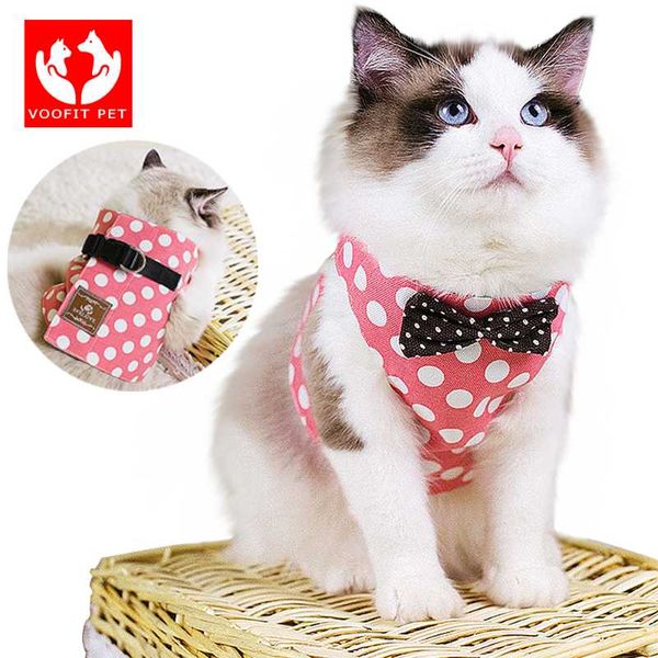 

cat collars & leads cute dog harness and leash set nylon mesh pet puppy lead collar clothes vest for small kitten cats supplies