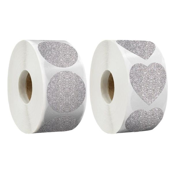 

gift wrap 500 pieces of 1 inch glitter sticker round heart-shaped sealing label for diy box baking packaging envelope decoration