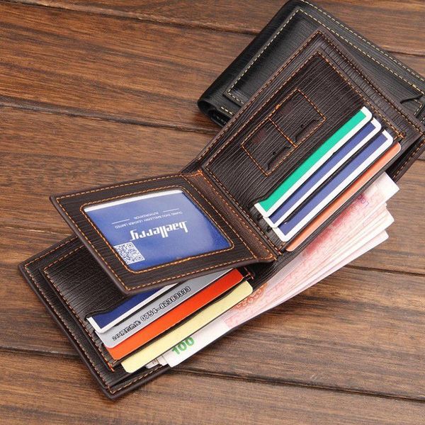 

style fashion men pu leather wallet bifold short purse with zipper, Red;black