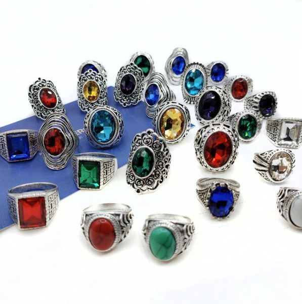 Cluster Jewelrywholesale 50 Stücke Mix Lot Antike Silber Ringe Herren Damen Vintage Edelstein Schmuck Party Ing Ring Schiff Drop Lieferung 2021 Tkifa