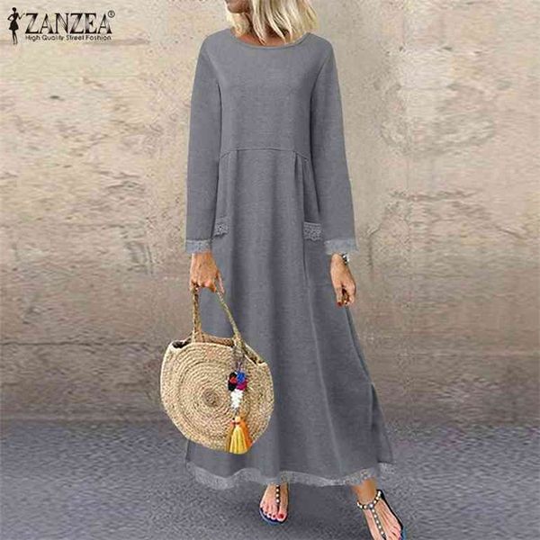 

plus size zanzea autumn turtleneck sweatshirts dress women long sleeve pacthwork plush fluffy long sundress vestidos female 7, Black;gray