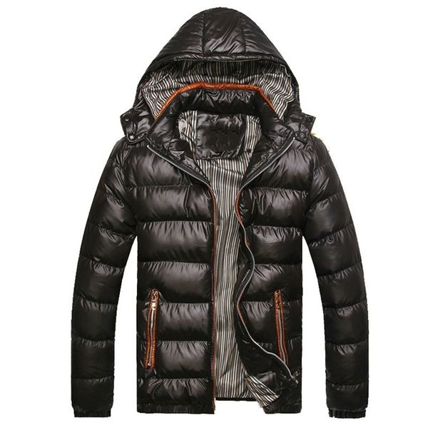 Jaquetas de inverno masculinas com capuz Parkas casuais Casacos grossos Thermal Shiny Slim Fit Marca Roupas 7xl Sa045 210819