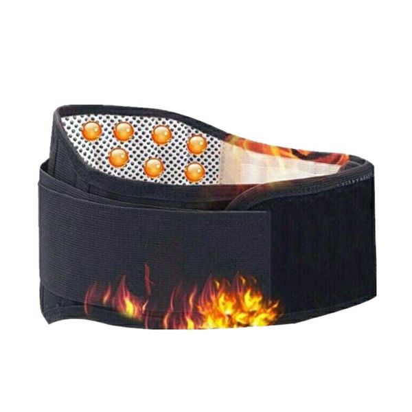 

waist support adjustable tourmaline self heating magnetic therapy back belt lumbar brace massage band health care, Black;gray