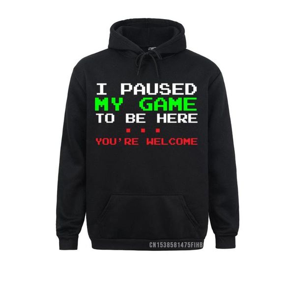 

men's hoodies & sweatshirts i paused my game to be here hoodie funny for gamers pullover holiday women's plain, Black