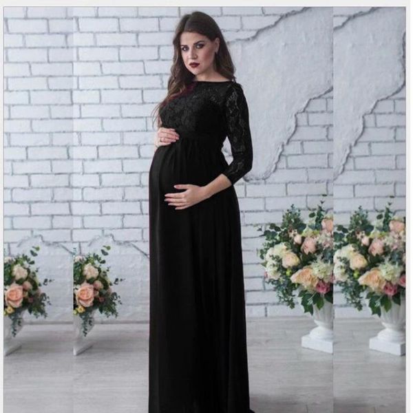 

maternity dresses couple pography props gown lace dress fancy shooting po summer pregnant hollow out, White