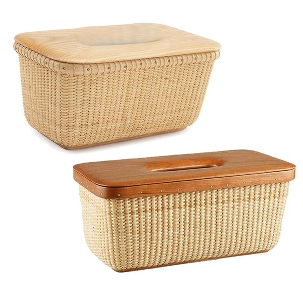 

tissue boxes & napkins rattan box pastoral style handmade square wooden cover