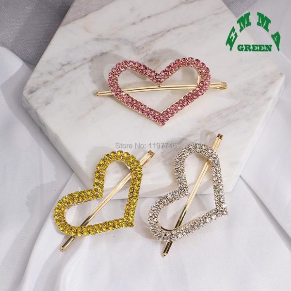 

hair clips & barrettes korean heart rhinestone luxury pin crystal hairpins woman accessories jewely selling 2021, Golden;silver