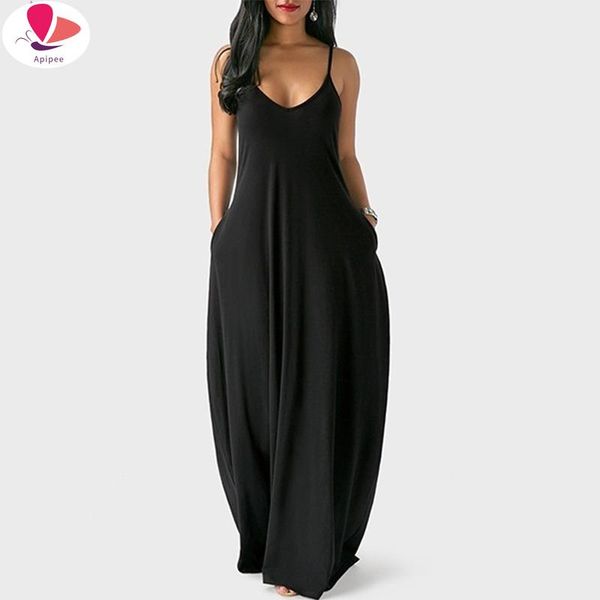 

casual dresses dress women sleeveless backless party strap long maxi office ladies 2021 summer vestidos, Black;gray